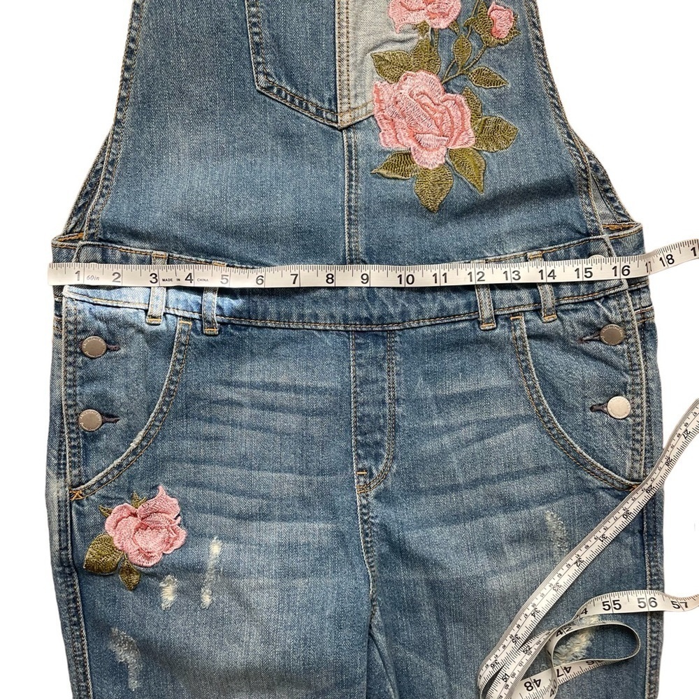 American Rag Floral Embroidered Distressed Jean Overalls - Picture 15 of 16